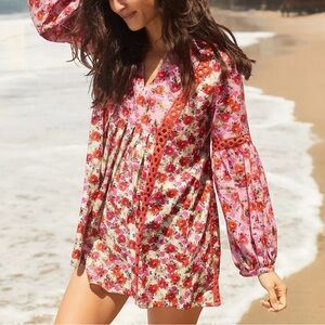PQ SWIM x ANTHROPOLOGIE Leigh Floral Tunic Swimsuit Cover-Up Dress